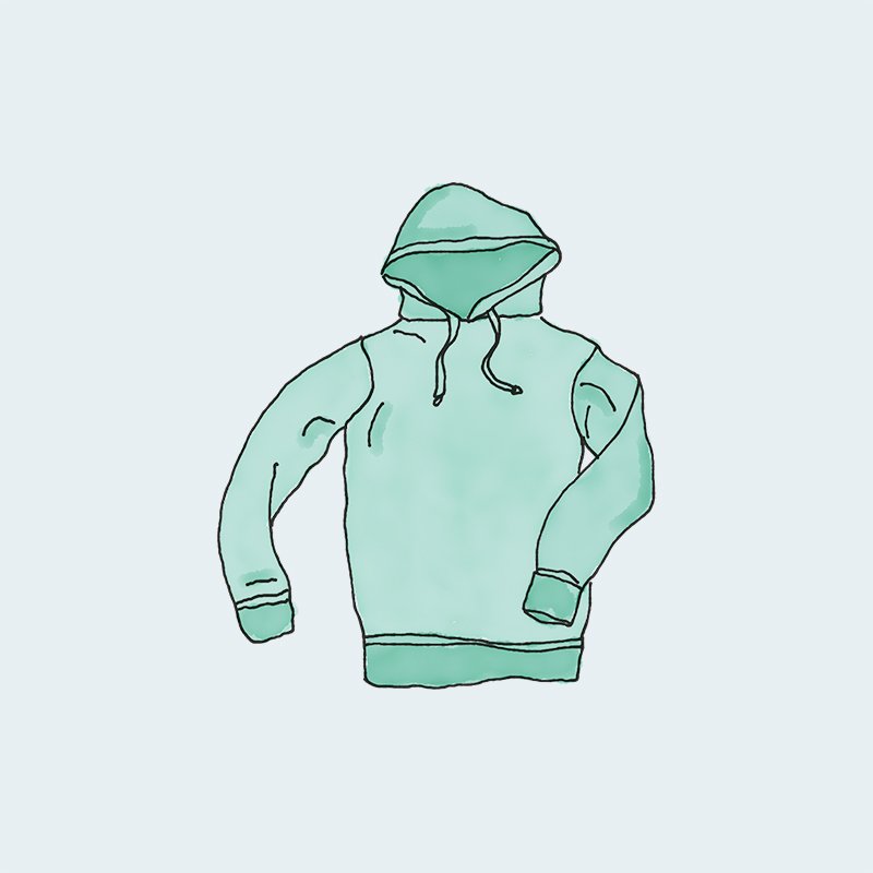 Green hoodie on a hanger